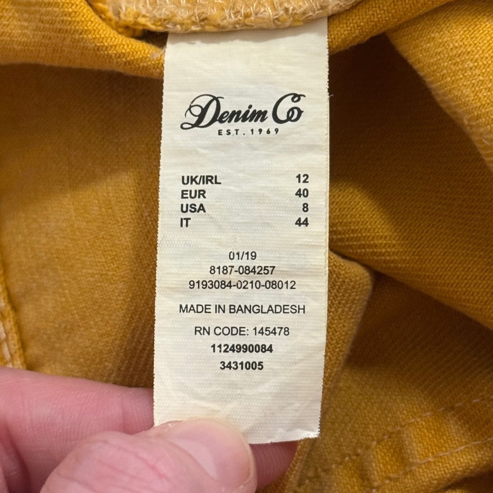 Denim Co Mustard Yellow High Rise Mom Jeans Women's US 8 100% Cotton - Picture 8 of 10